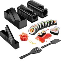 10 PCS Super Sushi Maker, DIY Sushi Roll Mold Set - Beginner Easy Sushi Making Kit (Black)